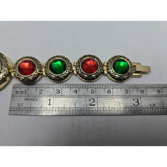 Vintage Moulin Christmas Watch Red Green Wreath New Battery Quartz Bracelet - Picture 8 of 10